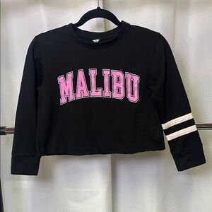 Pixie Lane Girls fleece-lined cropped sweatshirt "MALIBU" lettering size 7